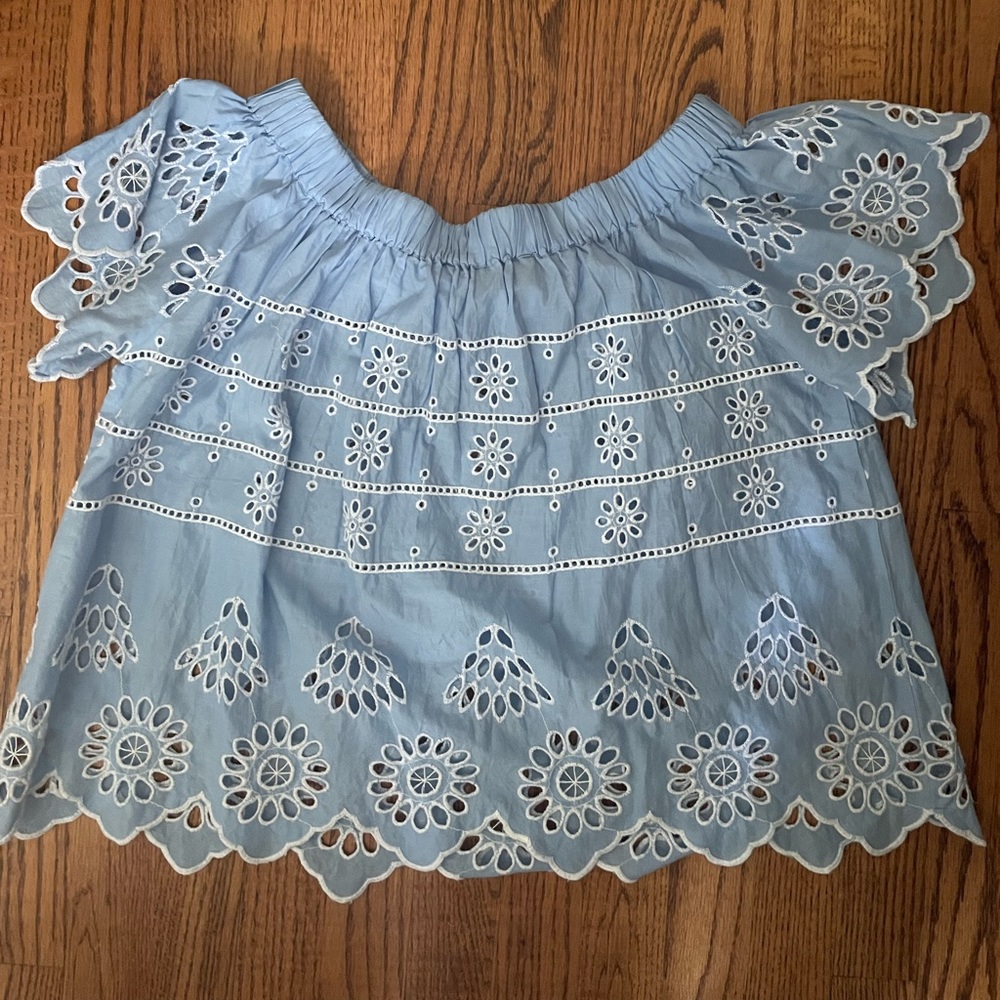 Blue off shoulder top